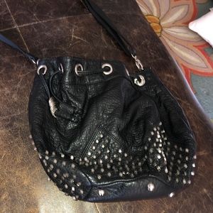 Deena & Ozzy metal studded black boho bag